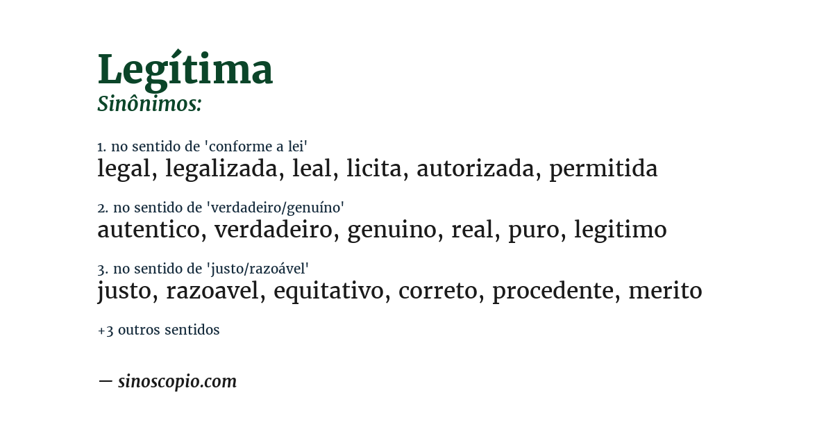 Sinônimo de legítima