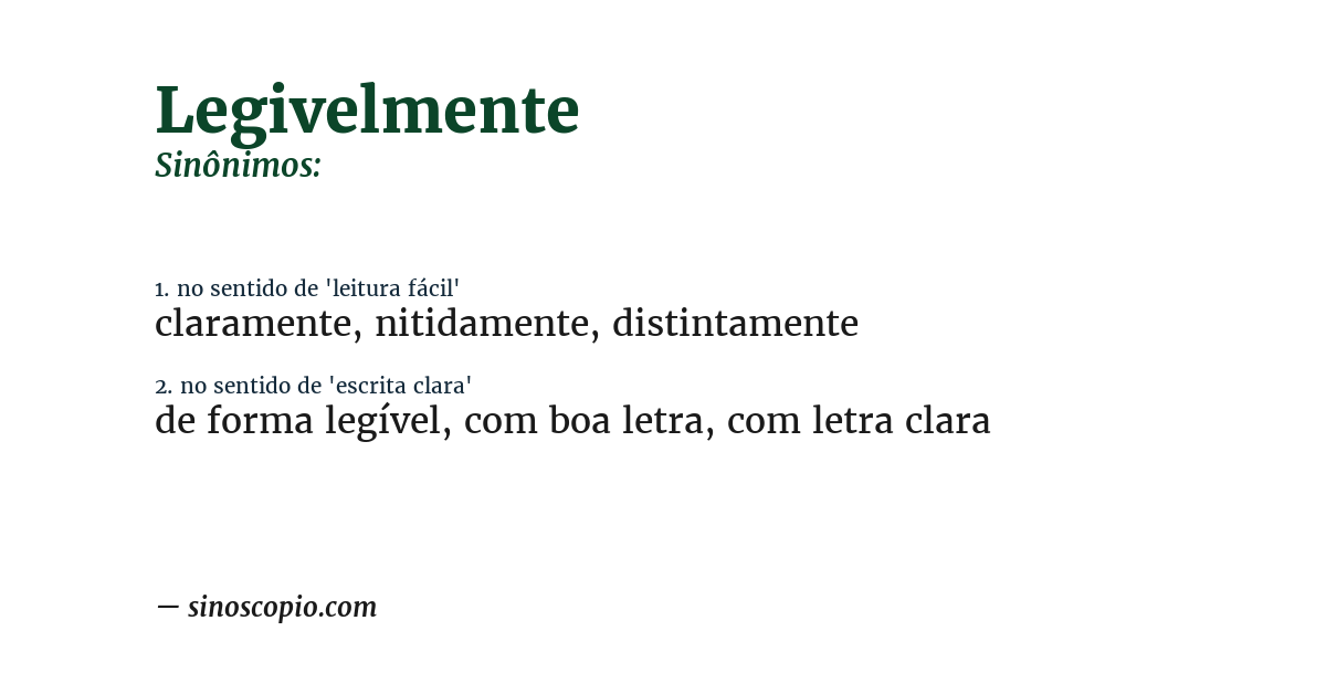 Sinônimo de legivelmente