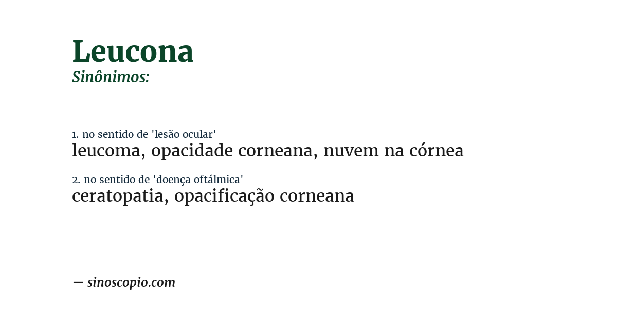 Sinônimo de leucona