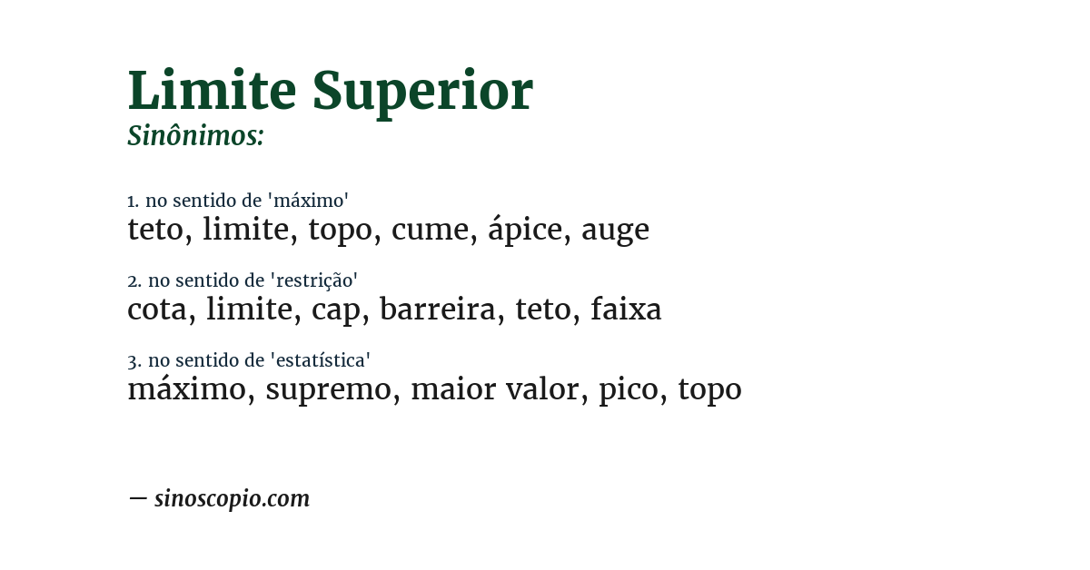 Sinônimo de limite superior