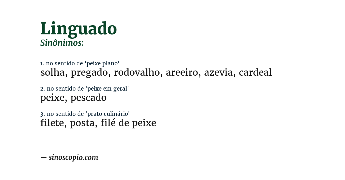 Sinônimo de linguado