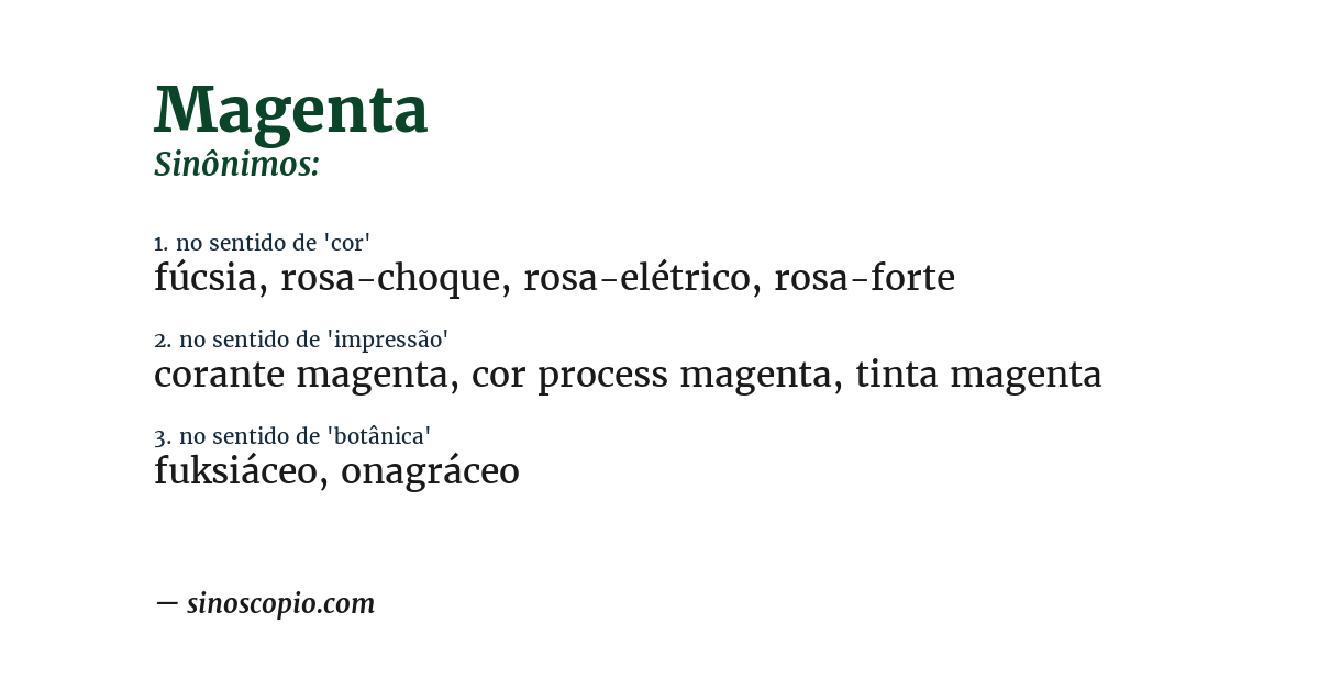 Sinônimo de magenta