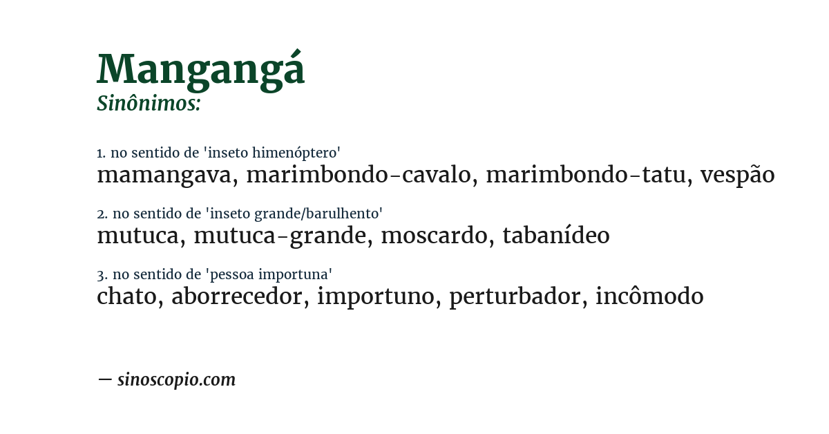 Sinônimo de mangangá