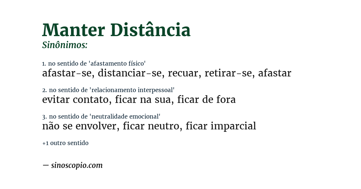 Sinônimo de manter distância