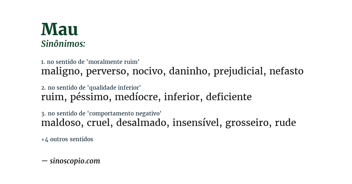 Sinônimo de mau