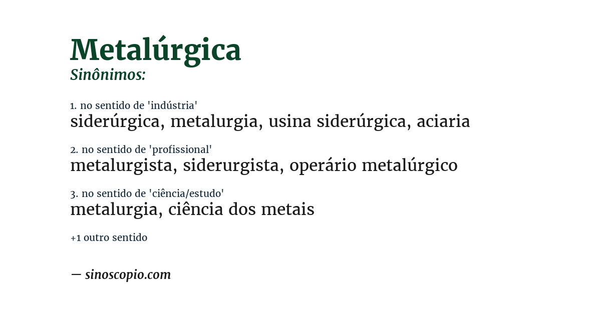 Sinônimo de metalúrgica