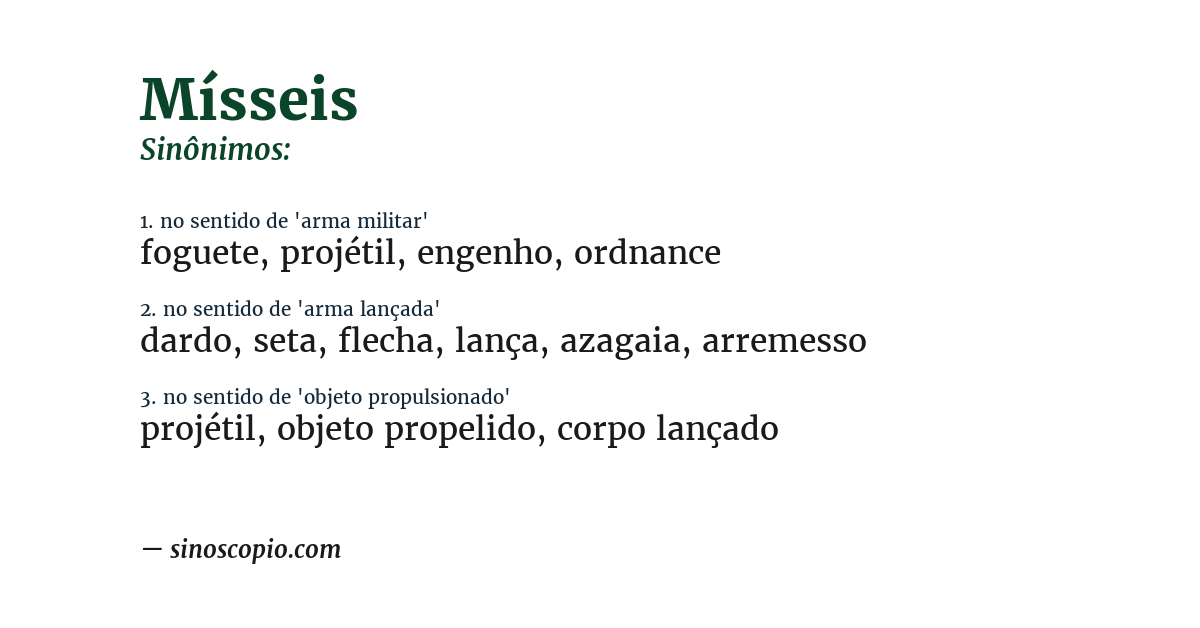 Sinônimo de mísseis