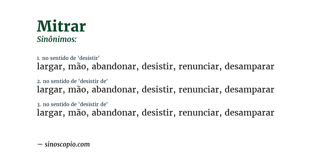 Sinônimo de mitrar