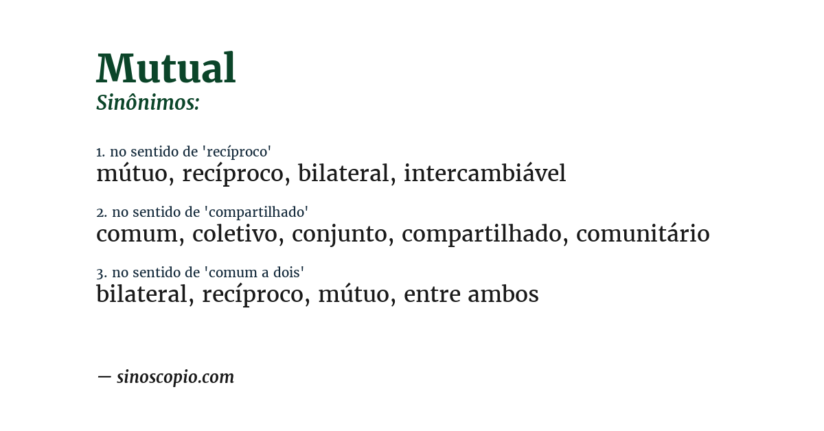 Sinônimo de mutual