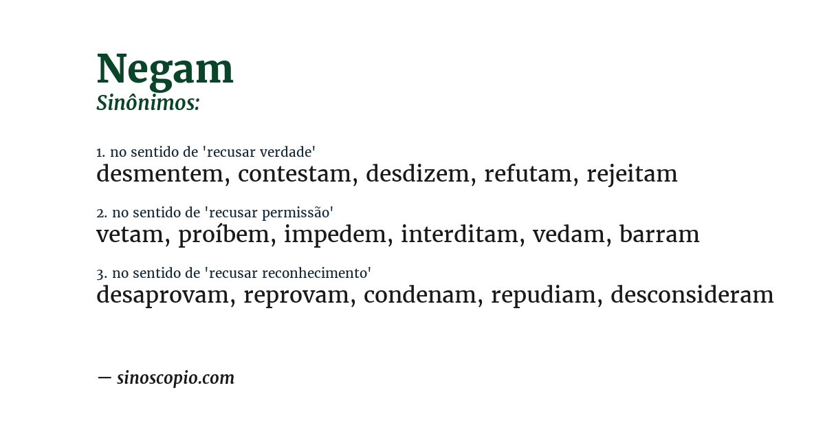 Sinônimo de negam