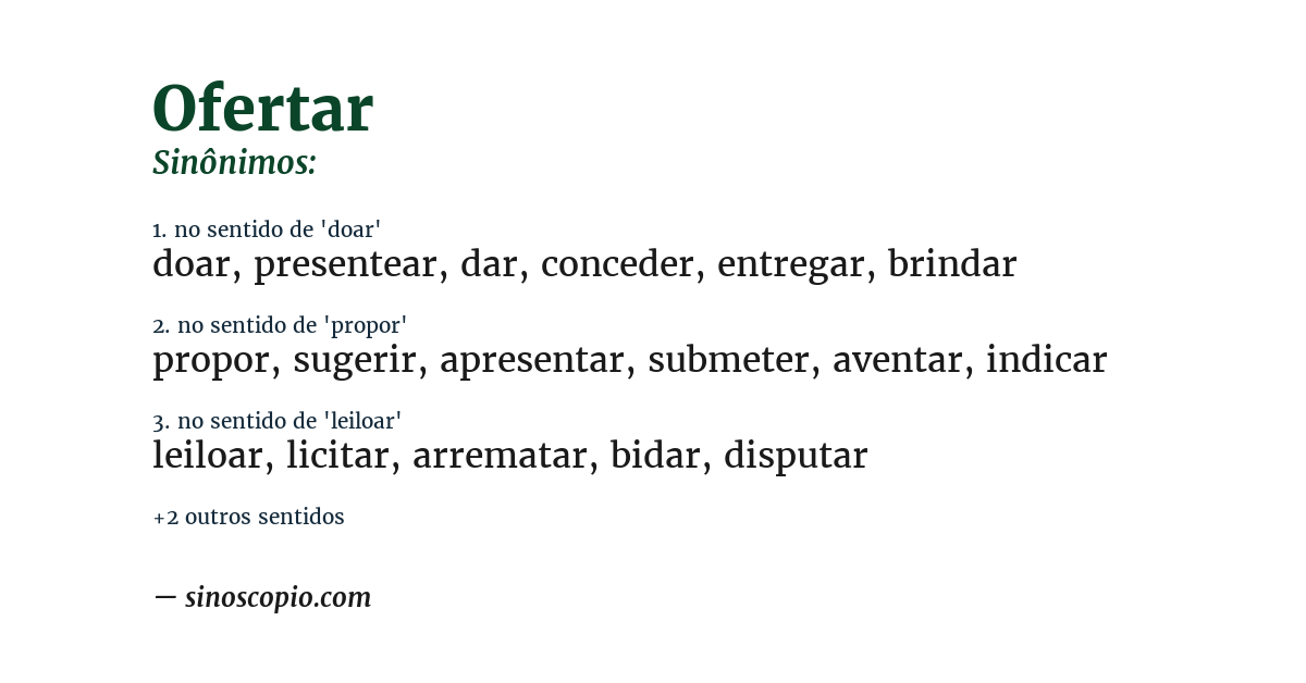 Sinônimo de ofertar