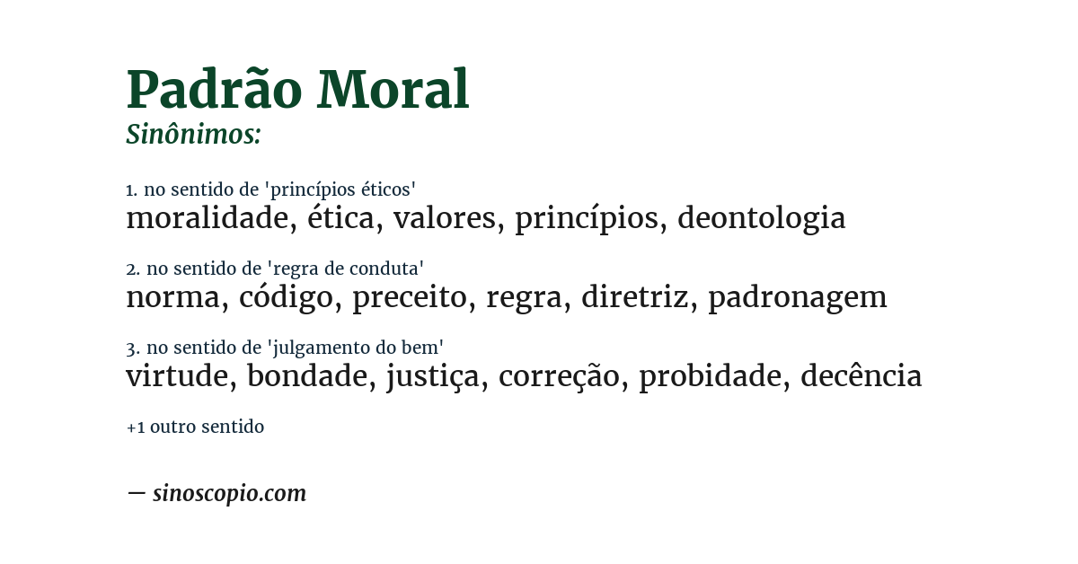 Sinônimo de padrão moral