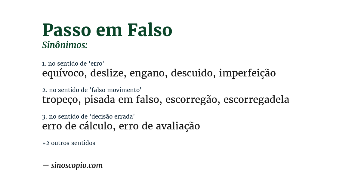 Sinônimo de passo em falso