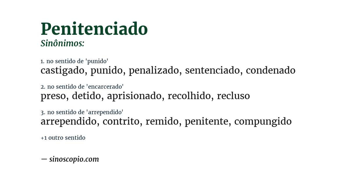 Sinônimo de penitenciado