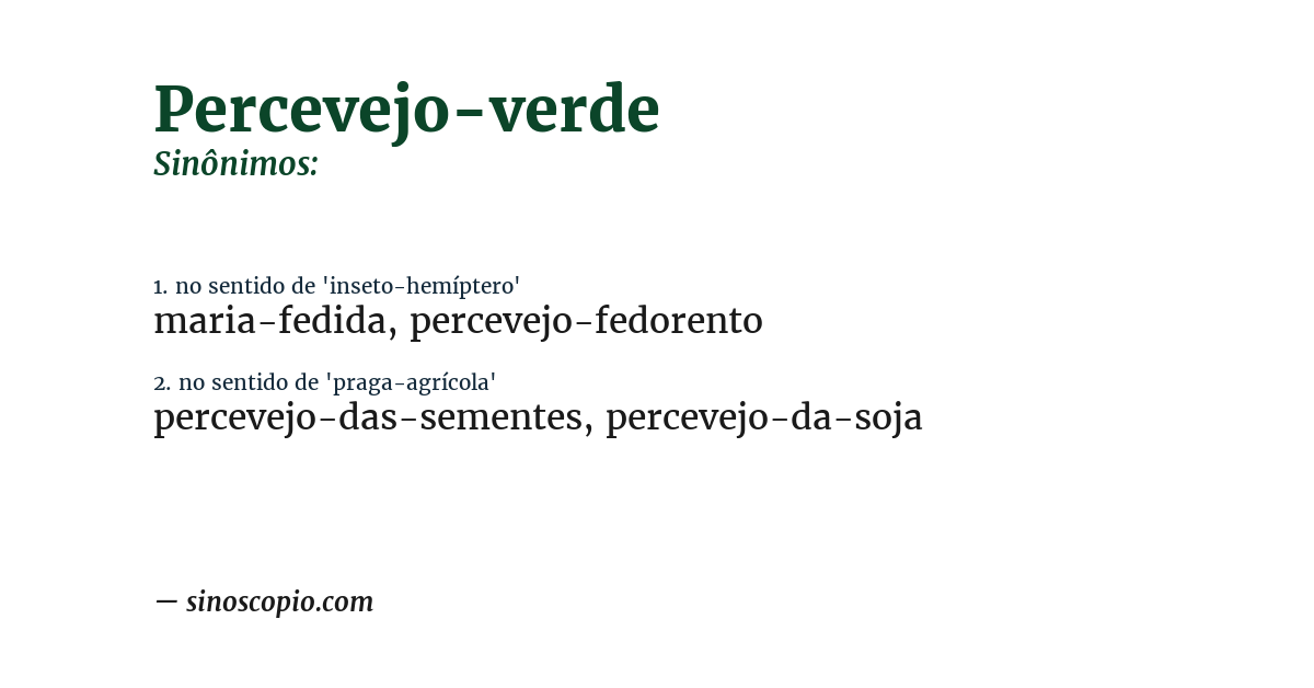 Sinônimo de percevejo-verde