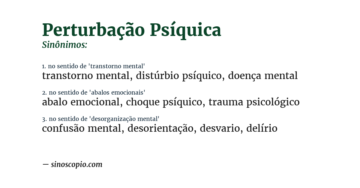 Sinônimo de perturbação psíquica
