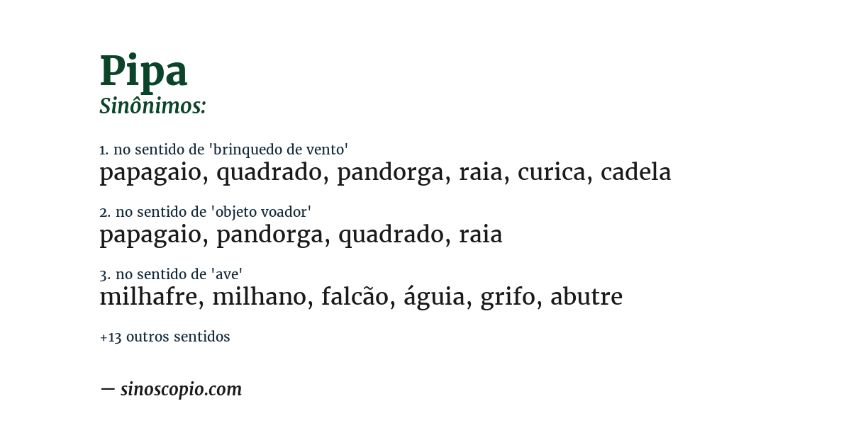 Sinônimo de pipa