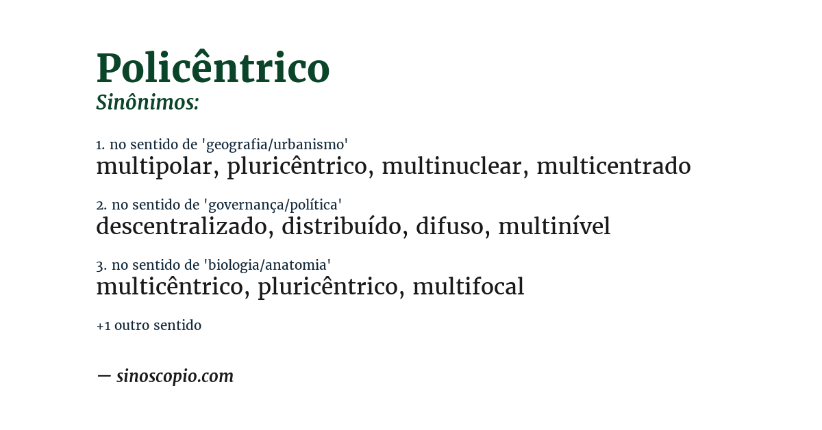 Sinônimo de policêntrico