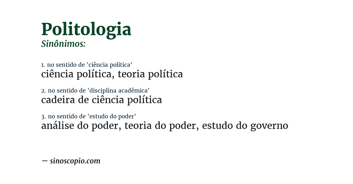 Sinônimo de politologia