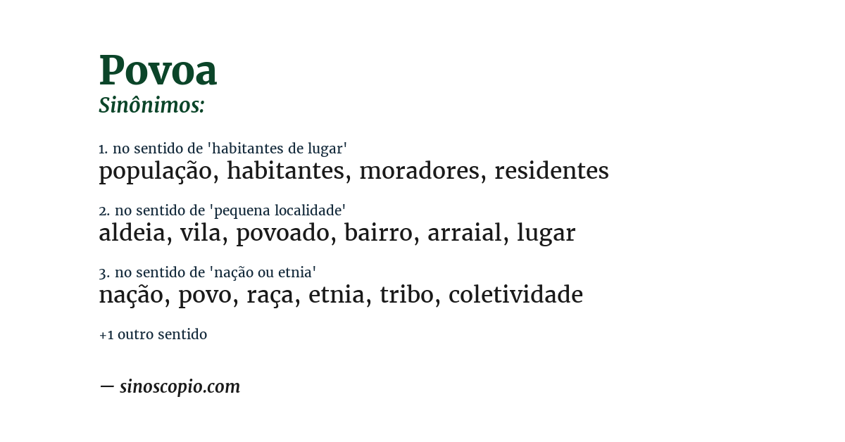 Sinônimo de povoa