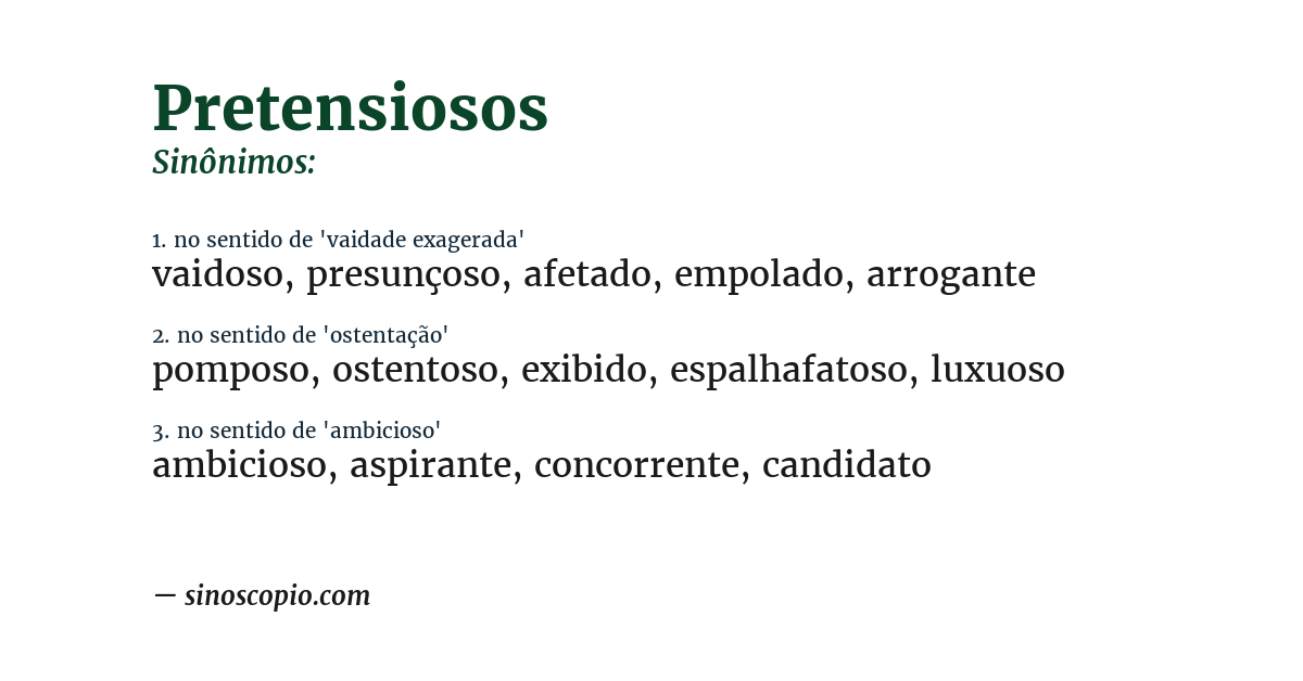 Sinônimo de pretensiosos