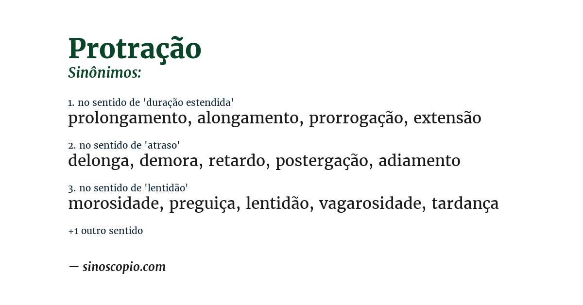 Sinônimo de protração