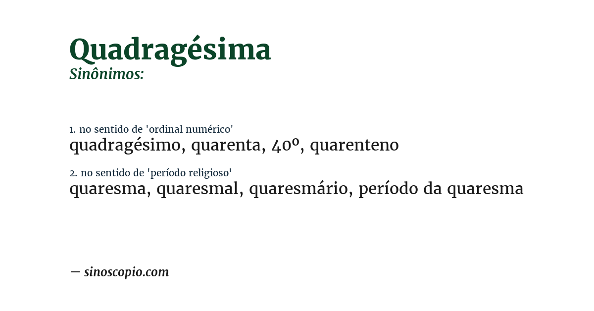 Sinônimo de quadragésima
