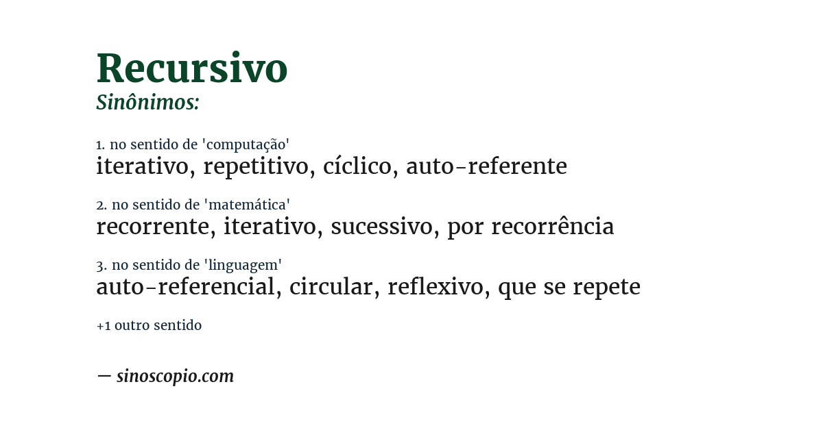 Sinônimo de recursivo