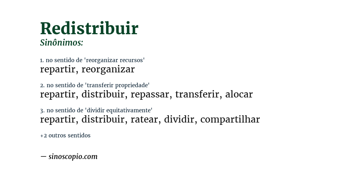 Sinônimo de redistribuir