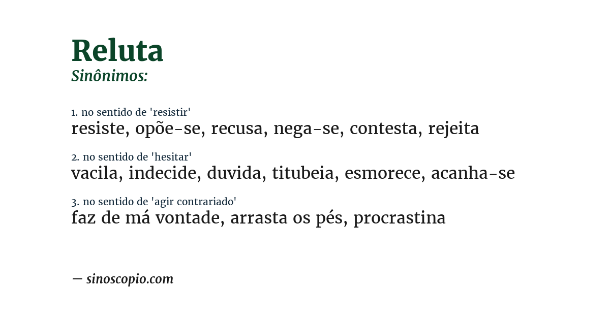 Sinônimo de reluta