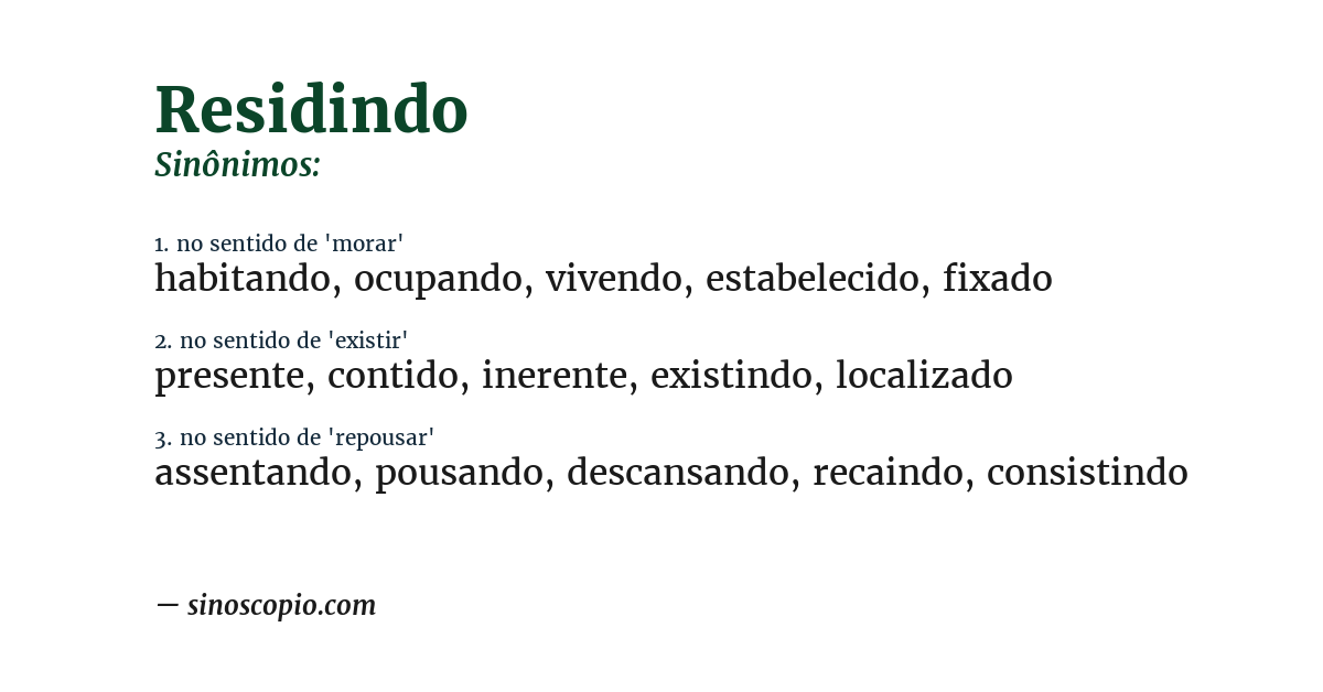 Sinônimo de residindo