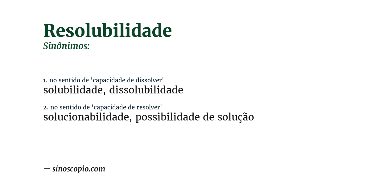 Sinônimo de resolubilidade