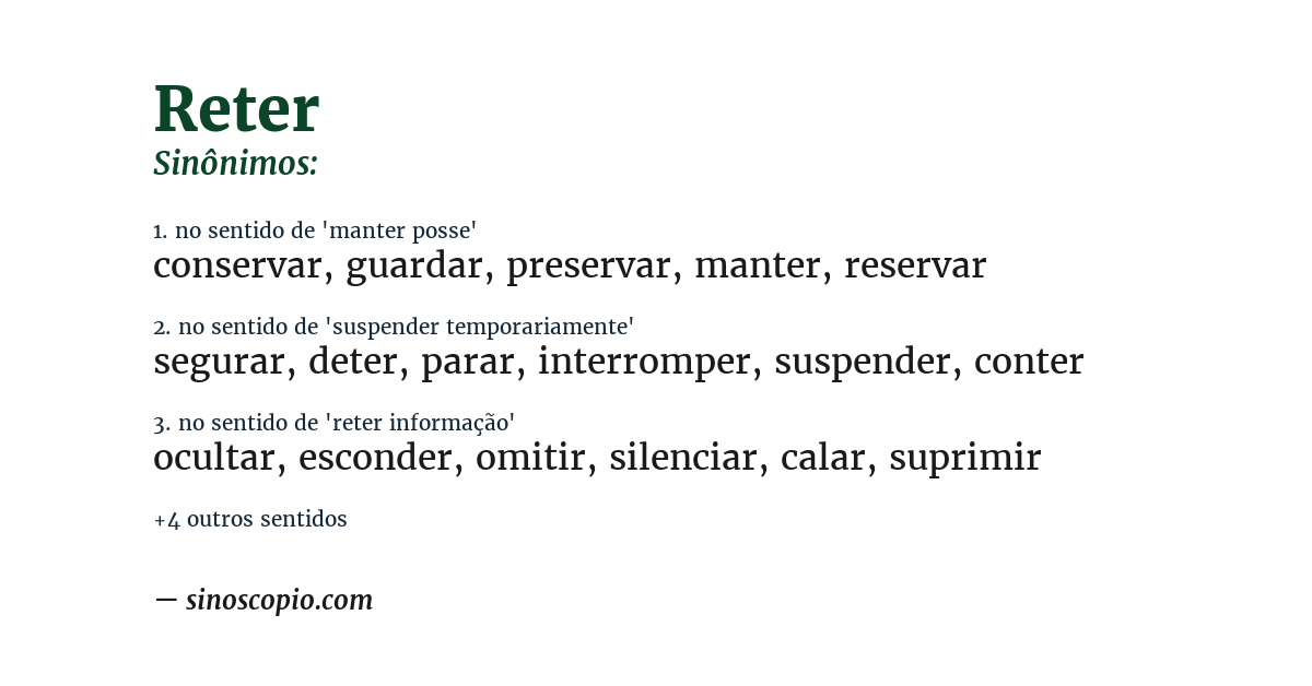 Sinônimo de reter