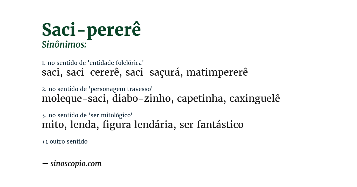 Sinônimo de saci-pererê