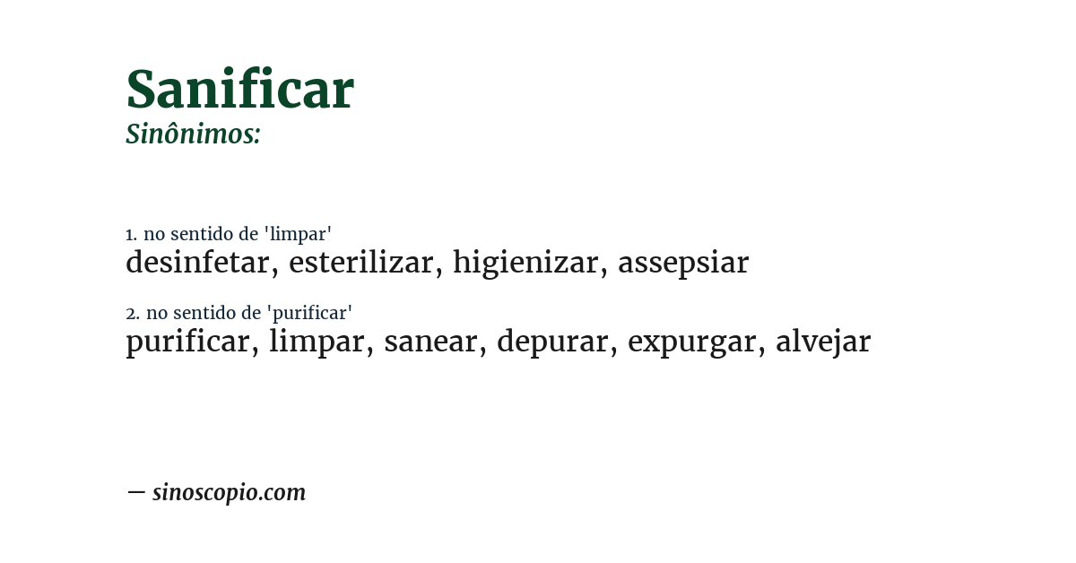Sinônimo de sanificar
