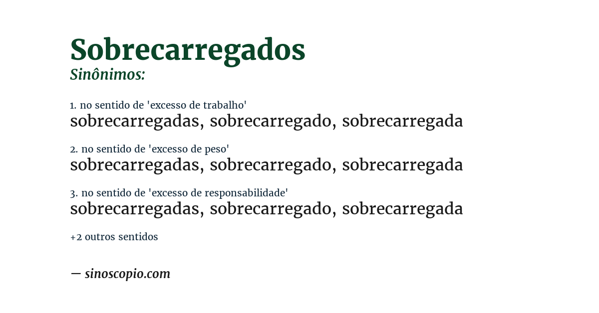 Sinônimo de sobrecarregados