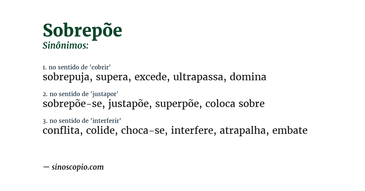 Sinônimo de sobrepõe