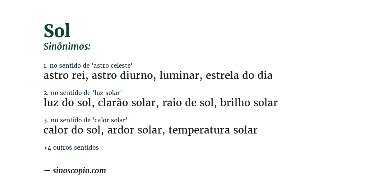 Sinônimo de sol