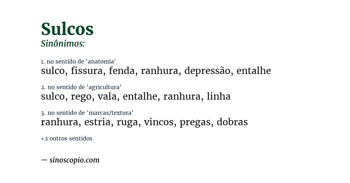 Sinônimo de sulcos