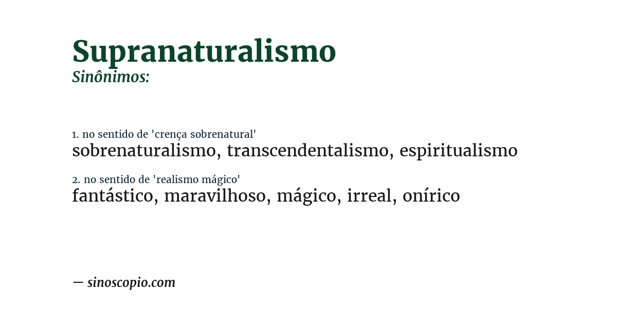 Sinônimo de supranaturalismo
