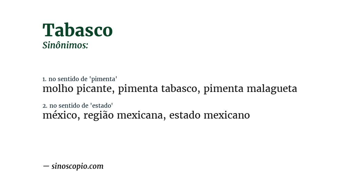 Sinônimo de tabasco