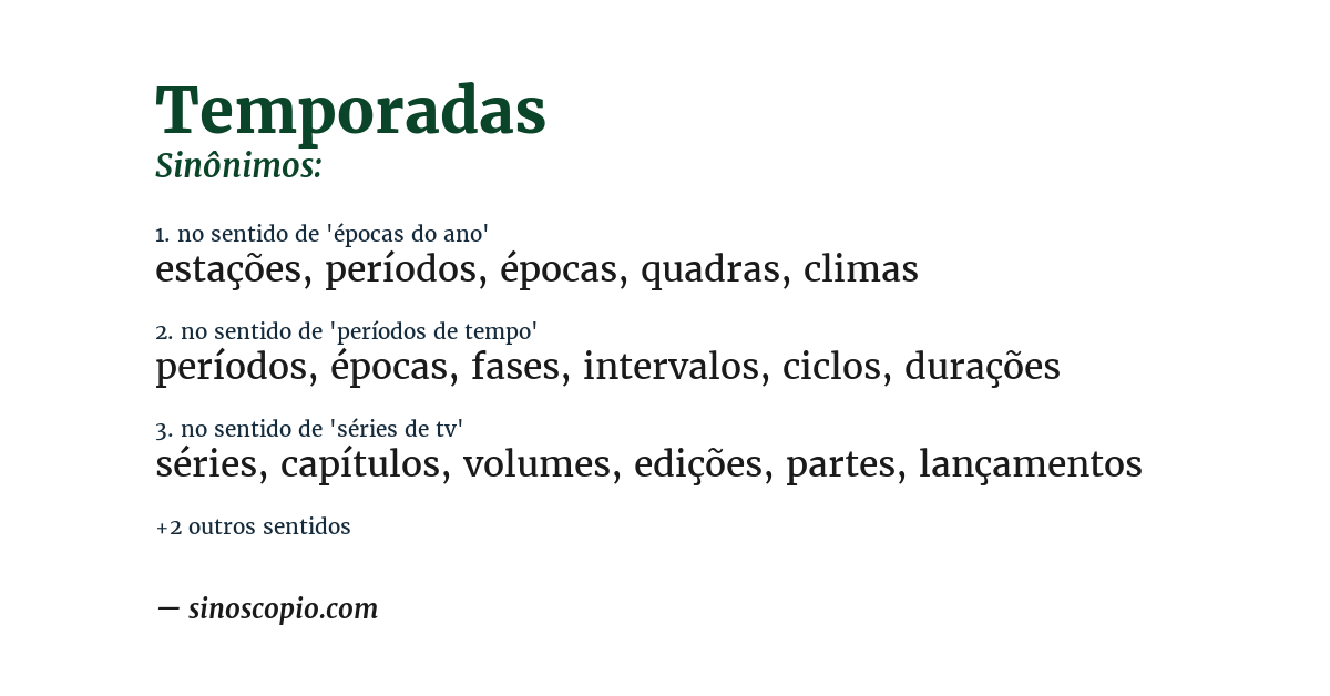 Sinônimo de temporadas