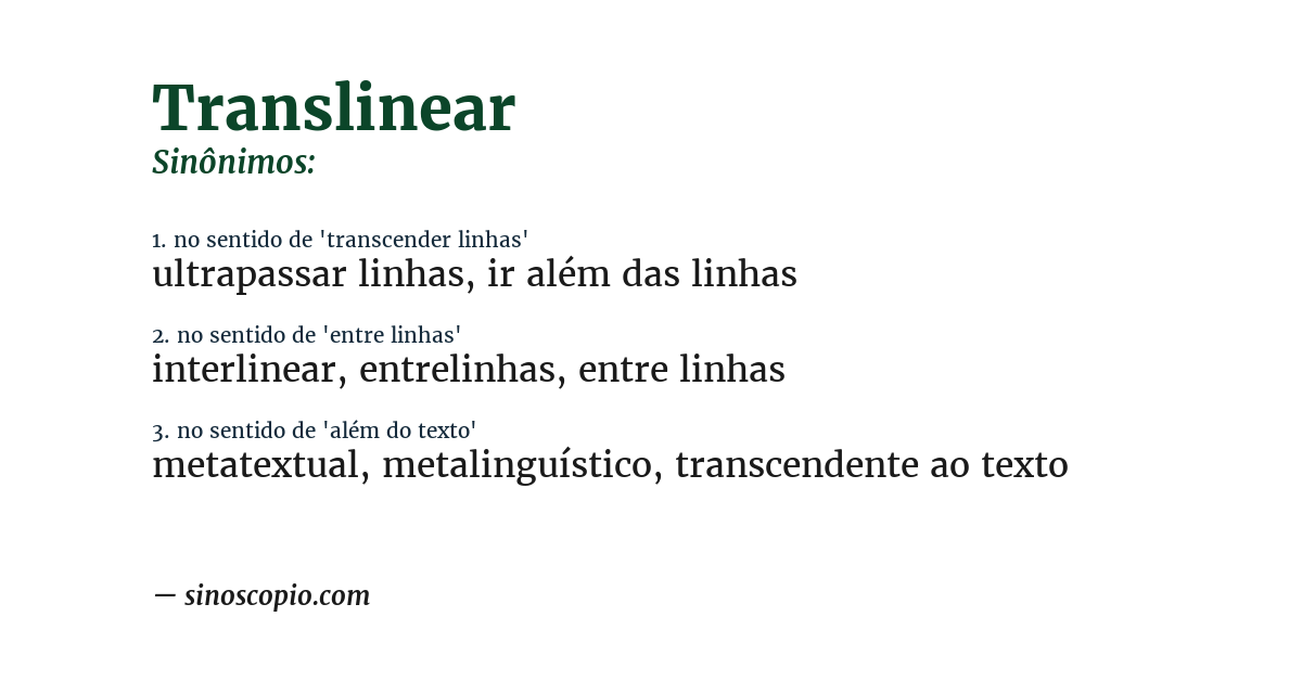 Sinônimo de translinear