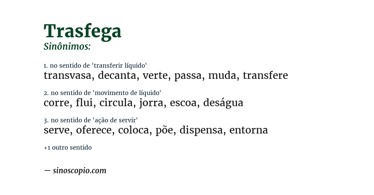 Sinônimo de trasfega