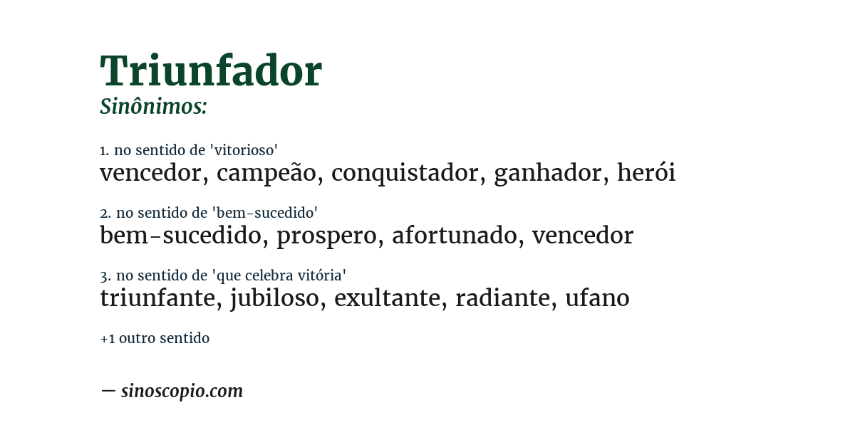 Sinônimo de triunfador