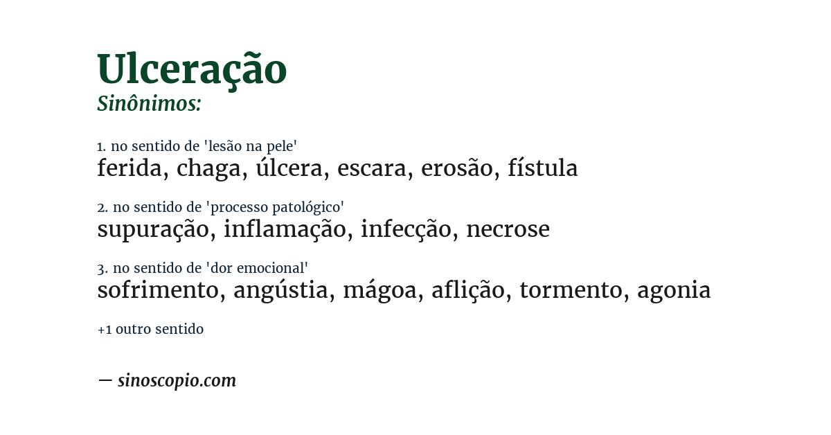 Sinônimo de ulceração
