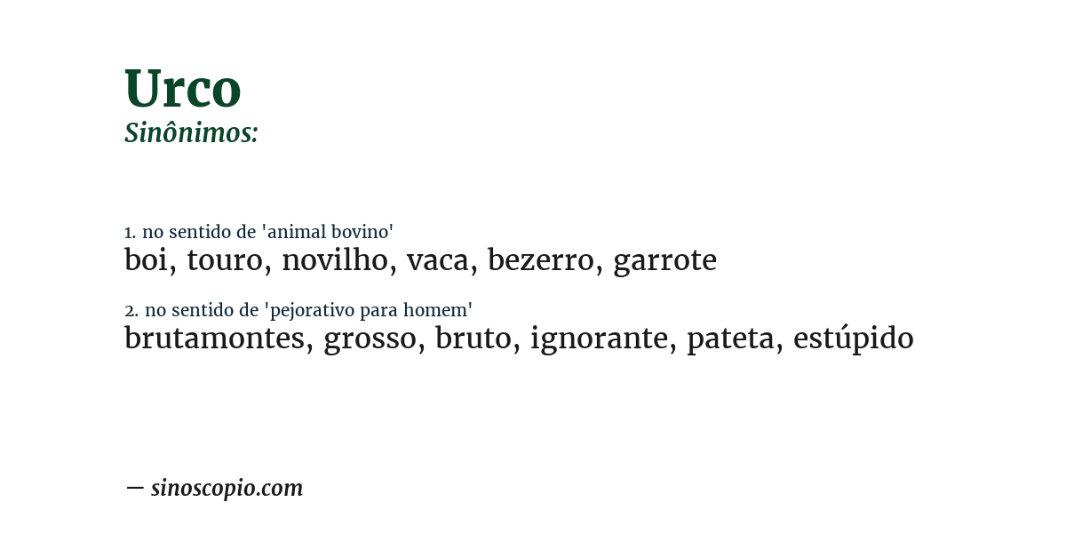 Sinônimo de urco