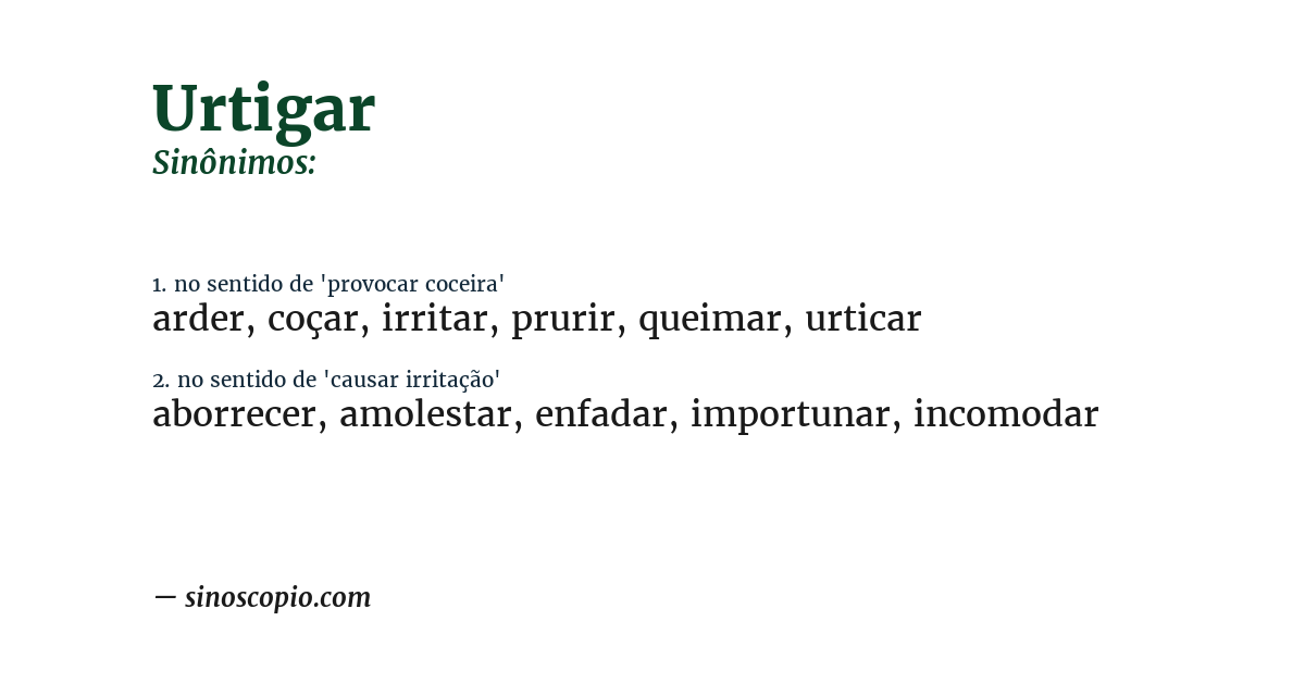 Sinônimo de urtigar