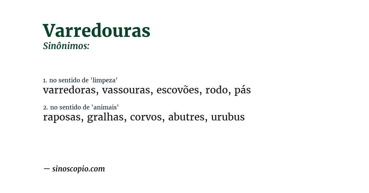 Sinônimo de varredouras