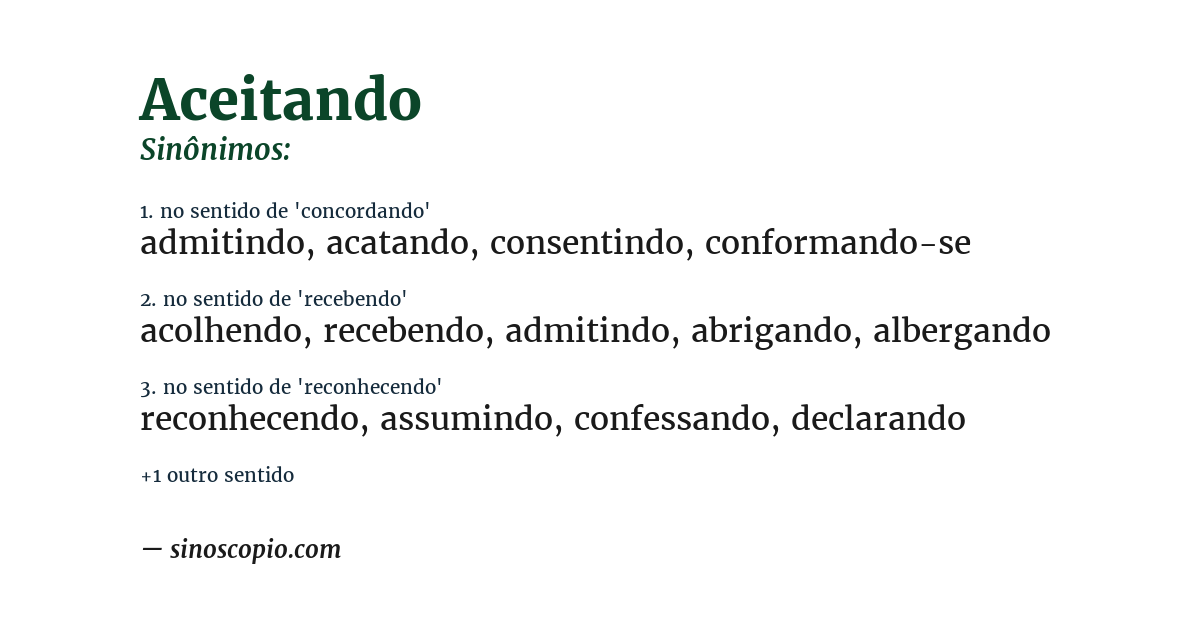 Sinônimo de aceitando